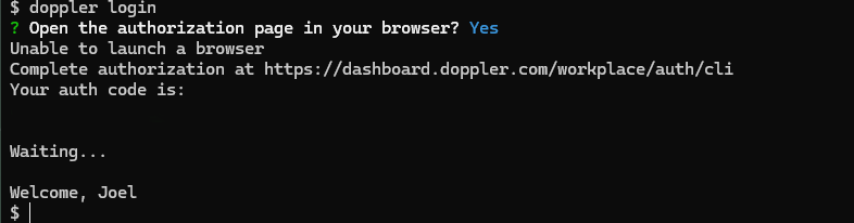 Doppler login screenshot